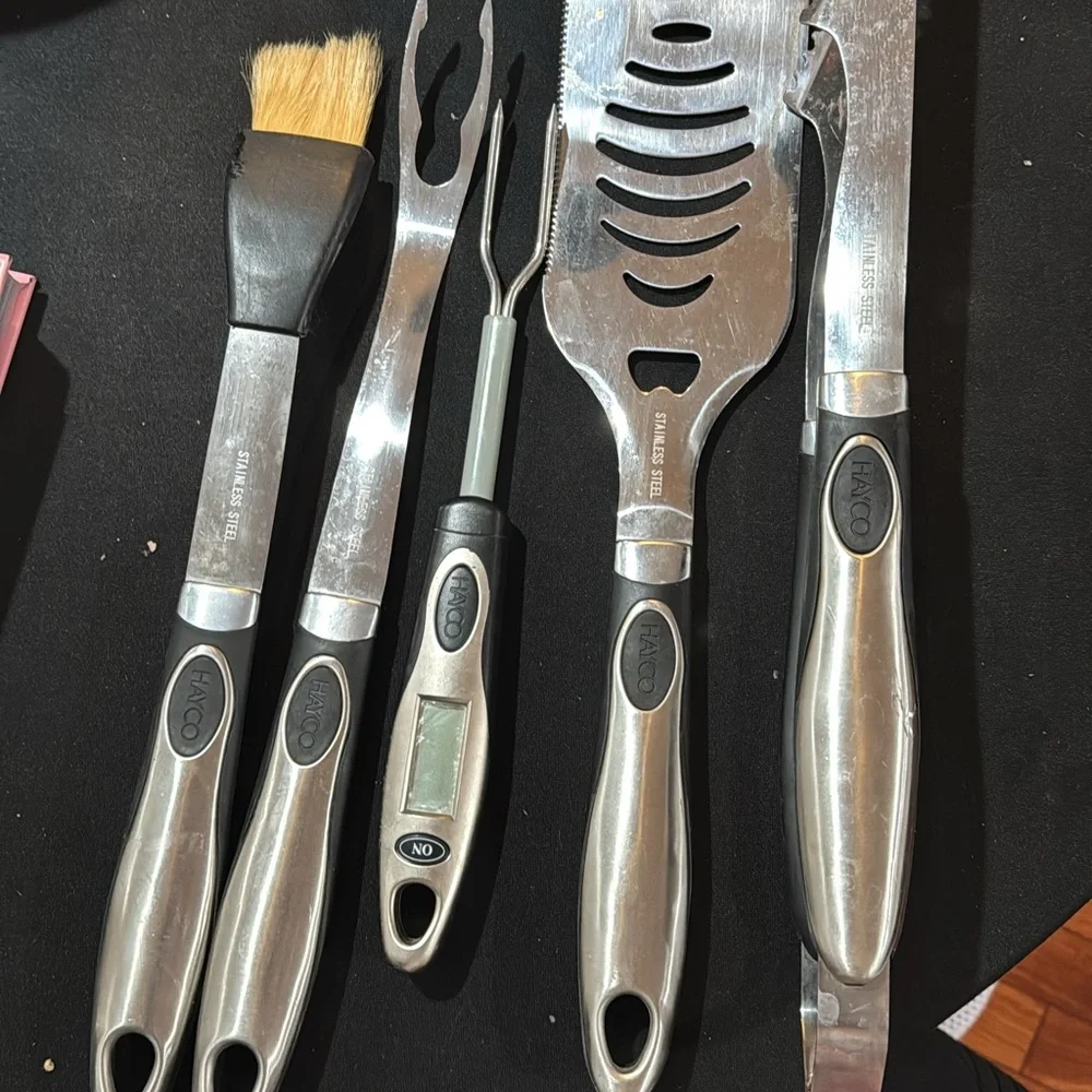 Stainless Steel‎ BBQ Tool Set - Black and Silver